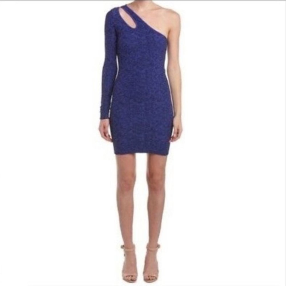 NWT BCBGeneration Womens Blue One Shoulder Body Con Mini Dress Size XS/S